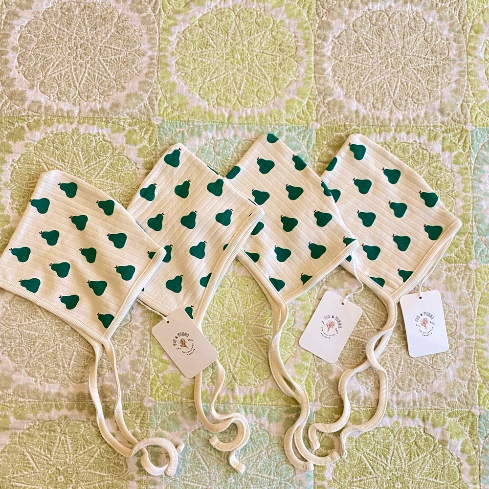 Fin & Vince 🐴🤎 Baby pixie tie bonnet pear 12-18 months - Picture 2 of 13